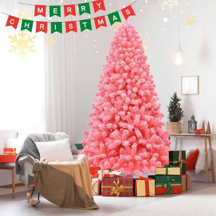 4.5/6.5/7.5 Feet Pink Christmas Tree with Snow Flocked PVC Tips and ...