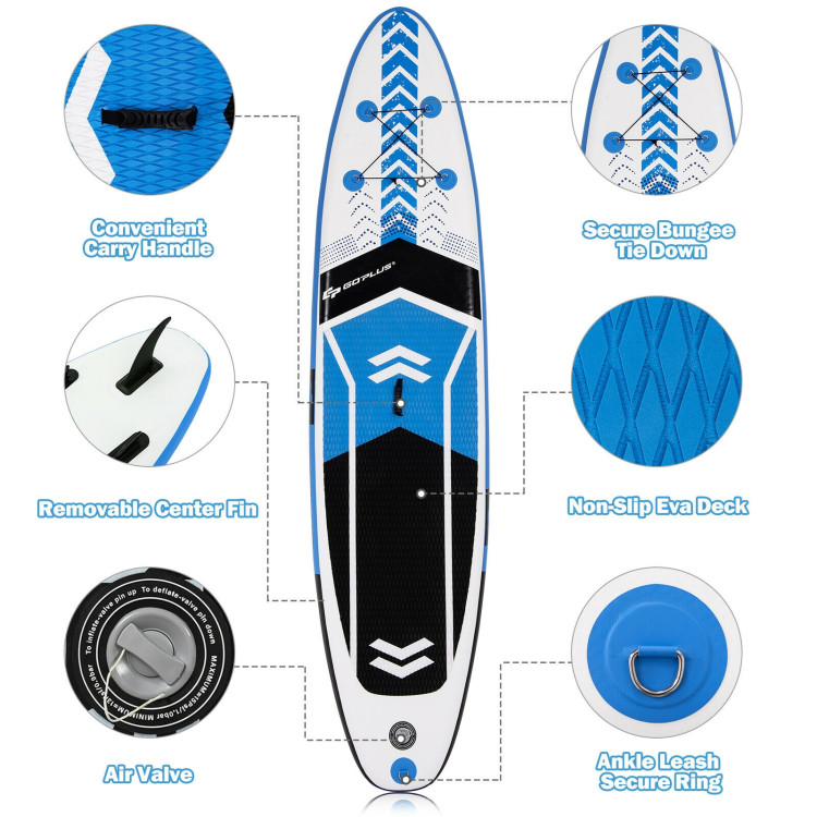 10.5 Feet Inflatable Stand Up Paddle Board with Carrying Bag and Aluminum Paddle-MCostway Gallery View 11 of 12