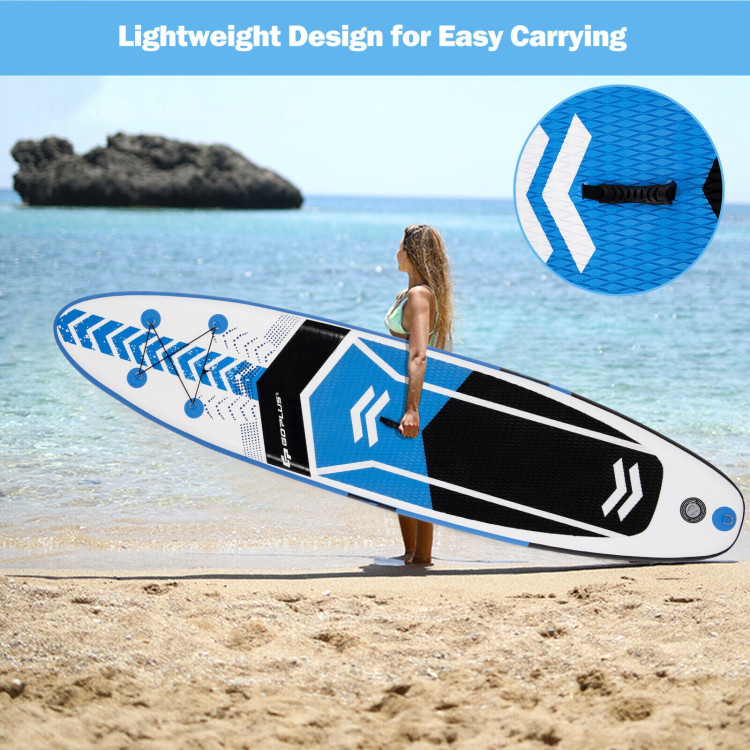 10.5 Feet Inflatable Stand Up Paddle Board with Carrying Bag and Aluminum Paddle-MCostway Gallery View 10 of 12