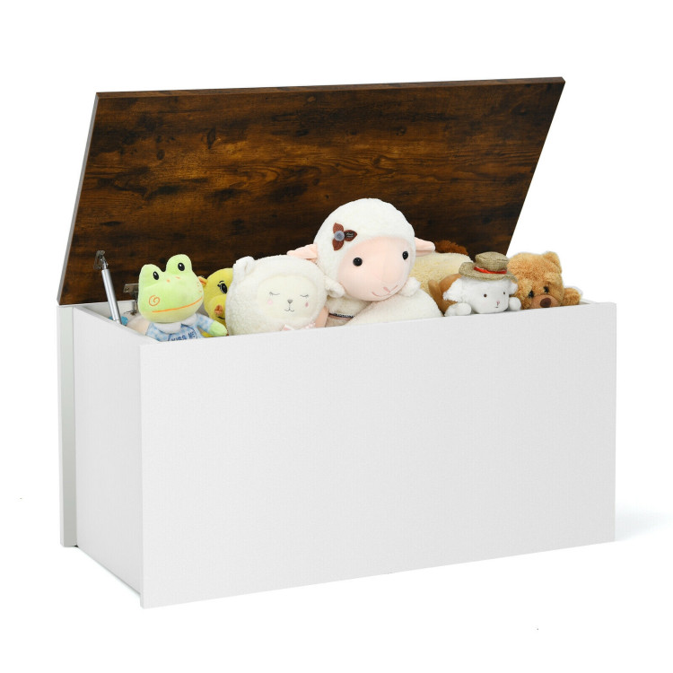 Flip-top Storage Chest with Self-hold Cover and Pneumatic Rod-WhiteCostway Gallery View 4 of 12