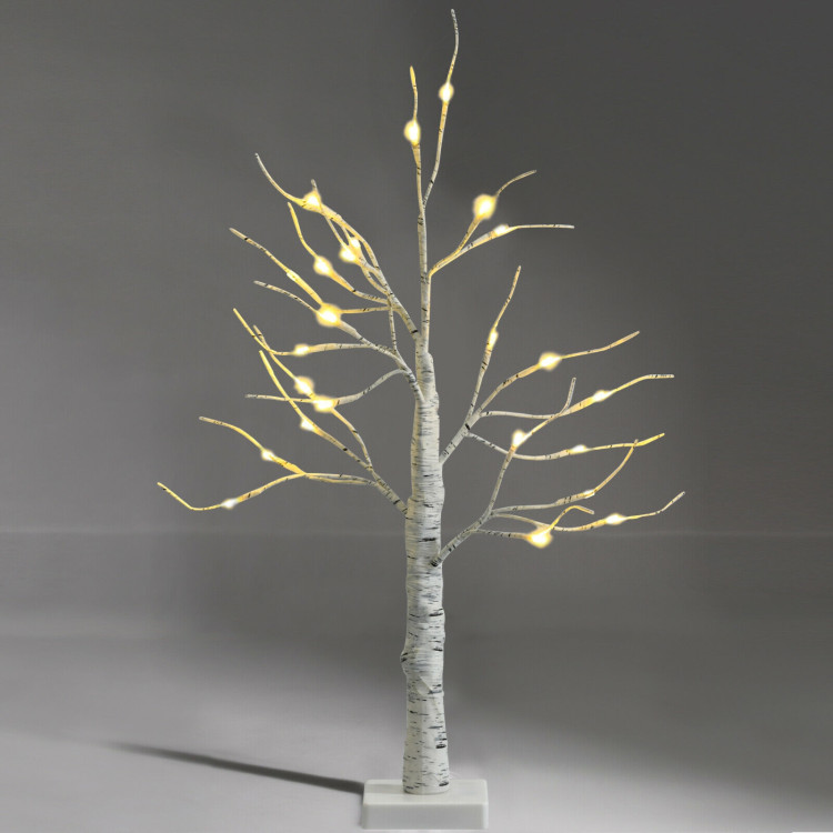 2 Feet Pre-lit White Twig Birch Tree Battery Powered for Christmas HolidayCostway Gallery View 8 of 11