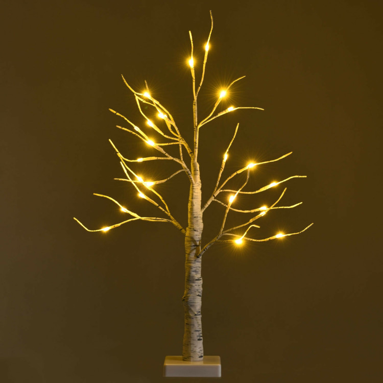 2 Feet Pre-lit White Twig Birch Tree Battery Powered for Christmas HolidayCostway Gallery View 9 of 11