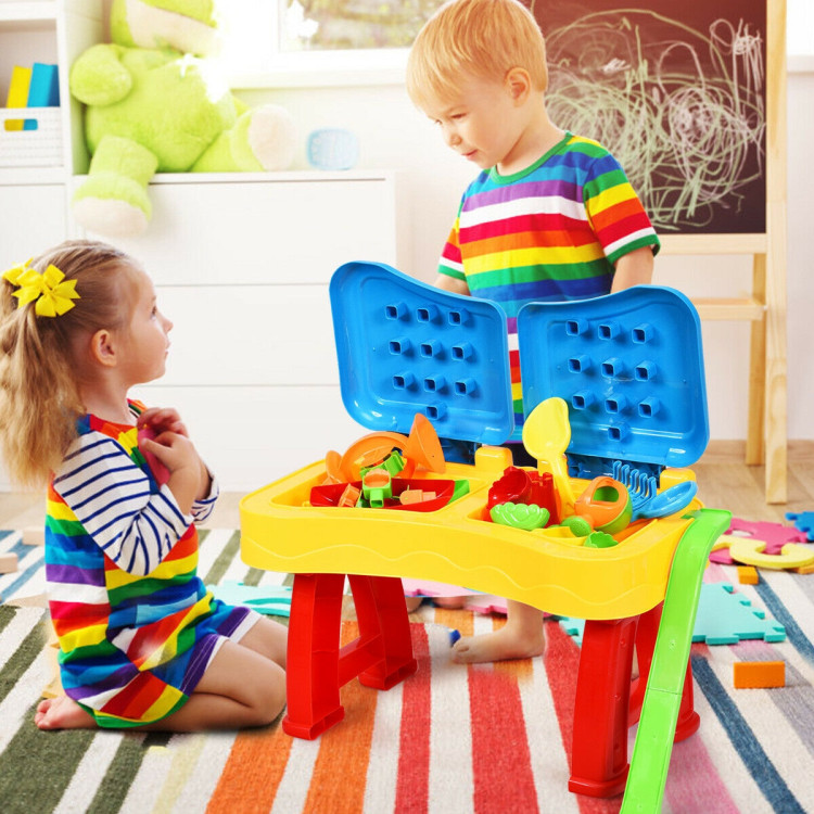 2-in-1 Kids Sand and Water Table Activity Play Table with AccessoriesCostway Gallery View 6 of 12