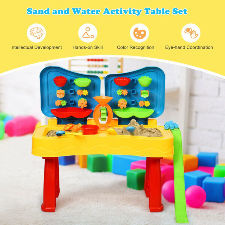 2-in-1 Kids Sand and Water Table Activity Play Table with AccessoriesCostway Gallery View 2 of 12