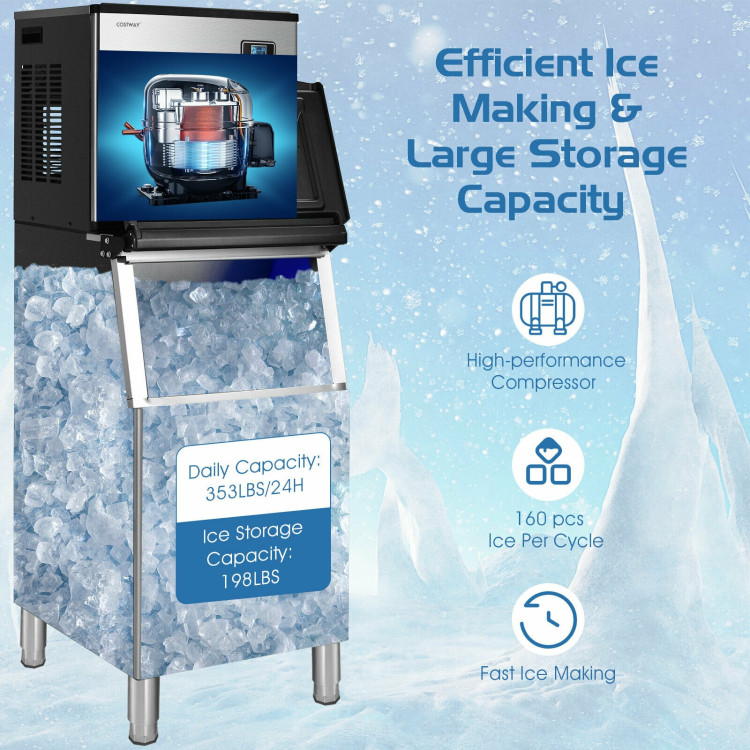 353LBS/24H Split Commercial Ice Maker with 198 LBS Storage BinCostway Gallery View 3 of 12