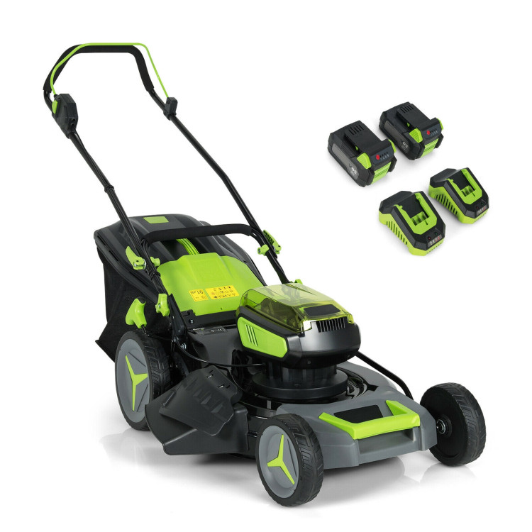 40V 18 Inch Brushless Cordless Push Lawn Mower 4.0Ah Batteries and 2 Chargers-GreenCostway Gallery View 3 of 10