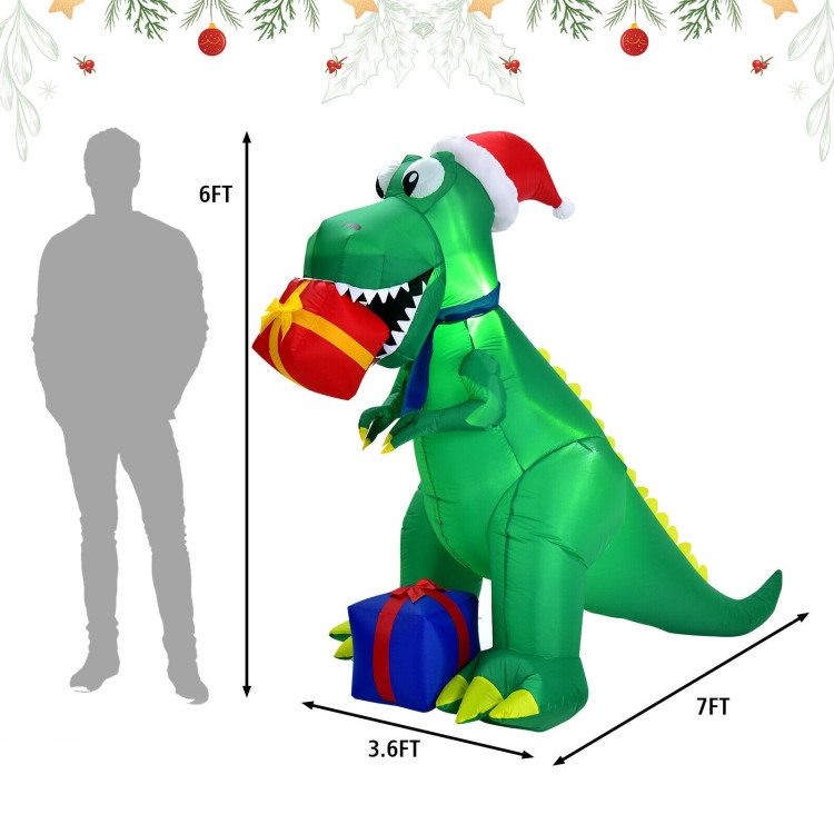 6 Feet Christmas Inflatable Dinosaur for Indoor and OutdoorCostway Gallery View 5 of 11