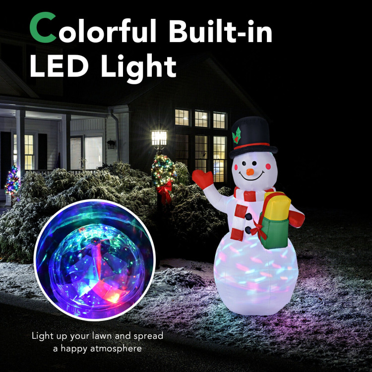 5 Feet Tall Snowman Inflatable Blow up Inflatable with Built-in Colorful  LED Lights - Costway
