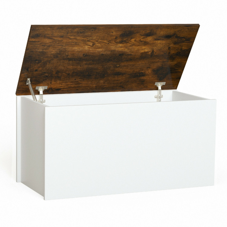 Flip-top Storage Chest with Self-hold Cover and Pneumatic Rod-WhiteCostway Gallery View 1 of 12