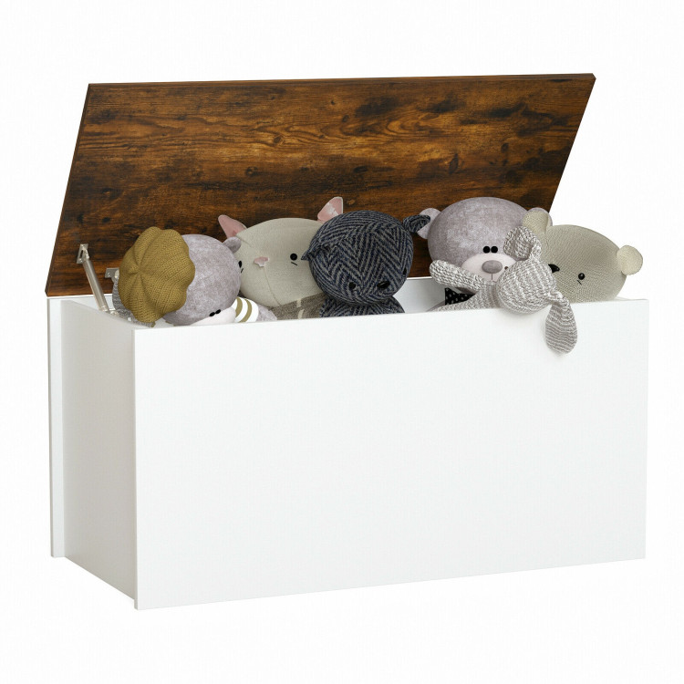 Flip-top Storage Chest with Self-hold Cover and Pneumatic Rod-WhiteCostway Gallery View 9 of 12