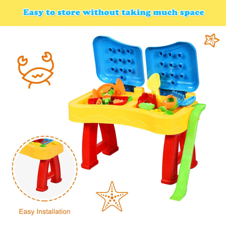 2-in-1 Kids Sand and Water Table Activity Play Table with AccessoriesCostway Gallery View 8 of 12