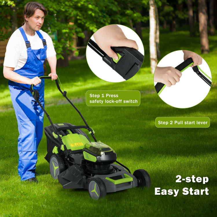 40V 18 Inch Brushless Cordless Push Lawn Mower 4.0Ah Batteries and 2 Chargers-GreenCostway Gallery View 10 of 10