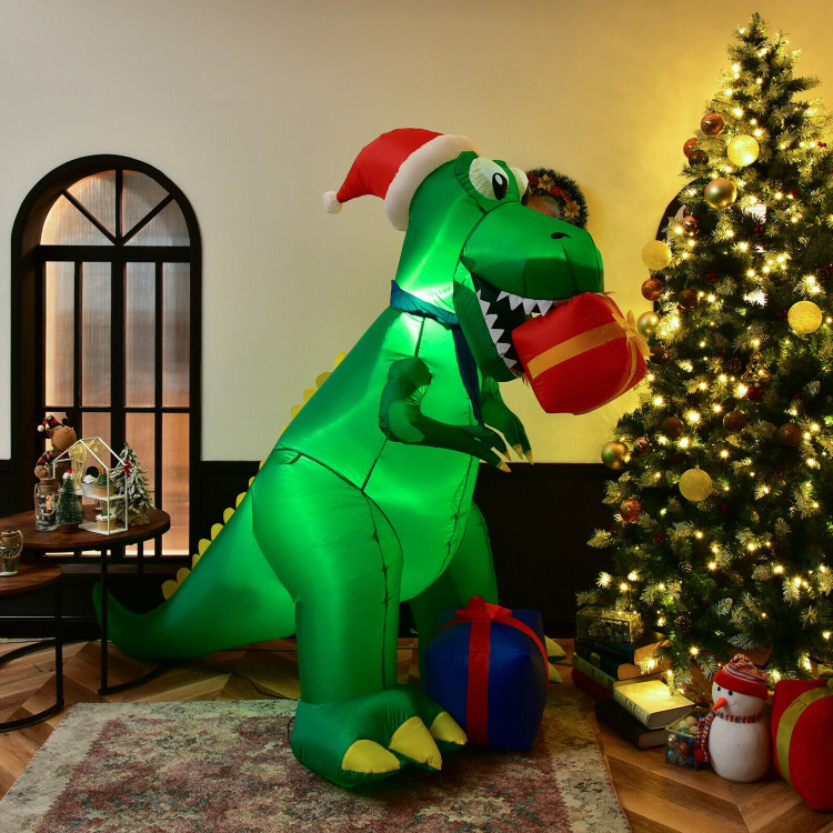 6 Feet Christmas Inflatable Dinosaur for Indoor and OutdoorCostway Gallery View 7 of 11