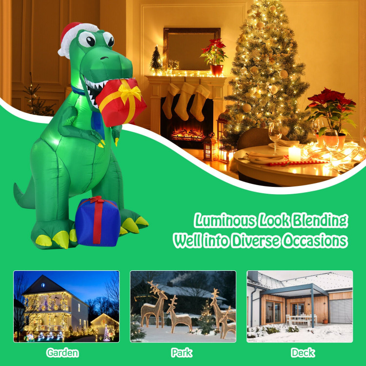 6 Feet Christmas Inflatable Dinosaur for Indoor and OutdoorCostway Gallery View 9 of 11