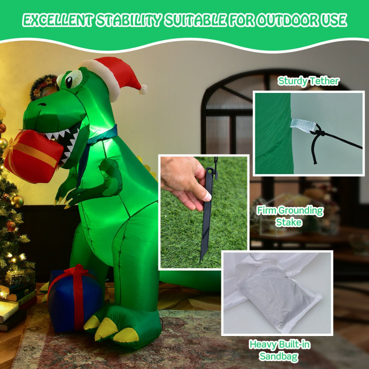 6 Feet Christmas Inflatable Dinosaur for Indoor and OutdoorCostway Gallery View 3 of 11