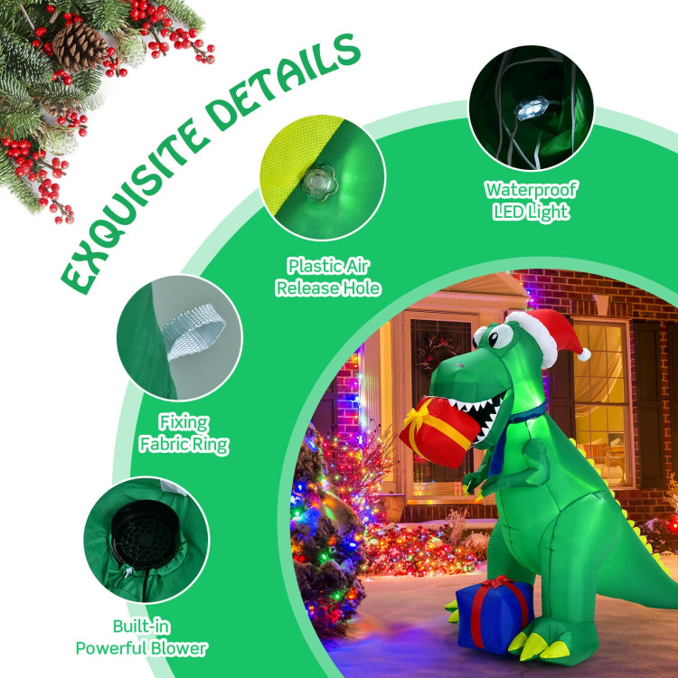 6 Feet Christmas Inflatable Dinosaur for Indoor and OutdoorCostway Gallery View 11 of 11