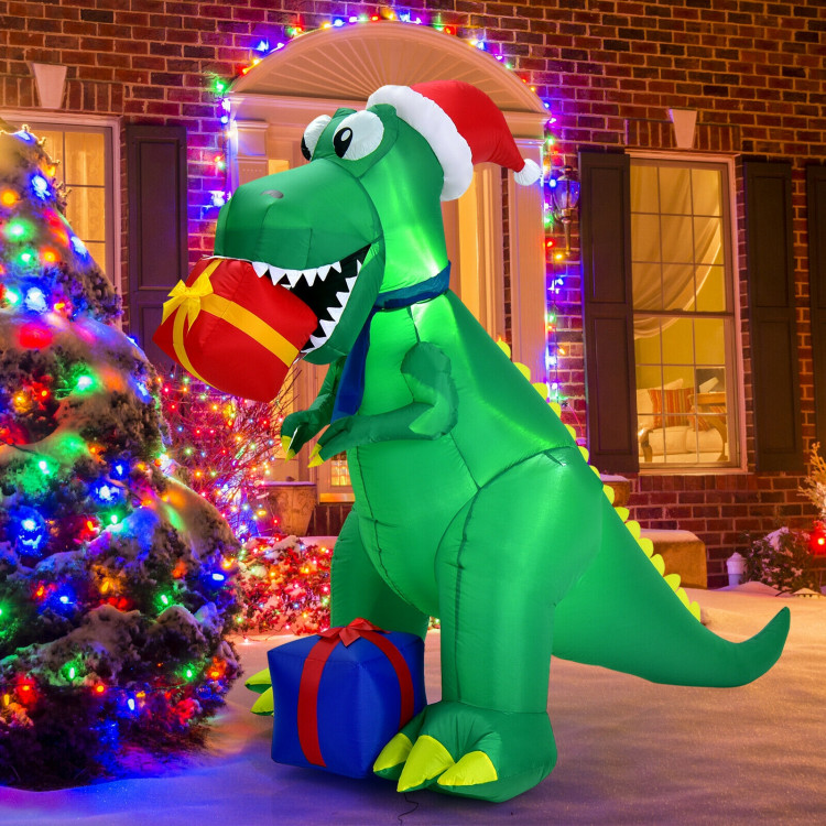 6 Feet Christmas Inflatable Dinosaur for Indoor and OutdoorCostway Gallery View 8 of 11