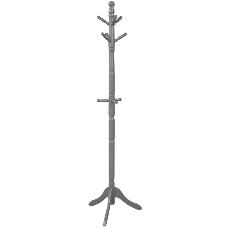 Entryway Height Adjustable Coat Stand with 9 Hooks-GrayCostway Gallery View 1 of 12
