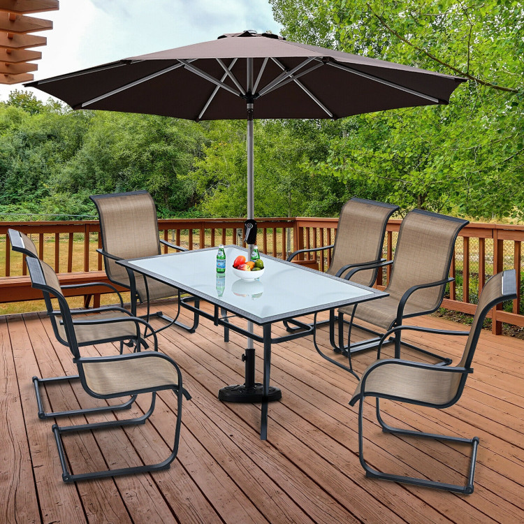 60 x 38 Inch Rectangular Patio Dining Table with 1.6 Inch Umbrella HoleCostway Gallery View 1 of 7