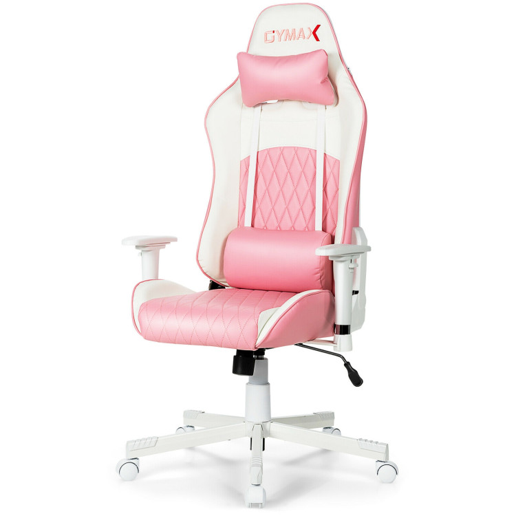 Ergonomic High Back Computer Desk Chair with Headrest and Lumbar Support-PinkCostway Gallery View 4 of 11