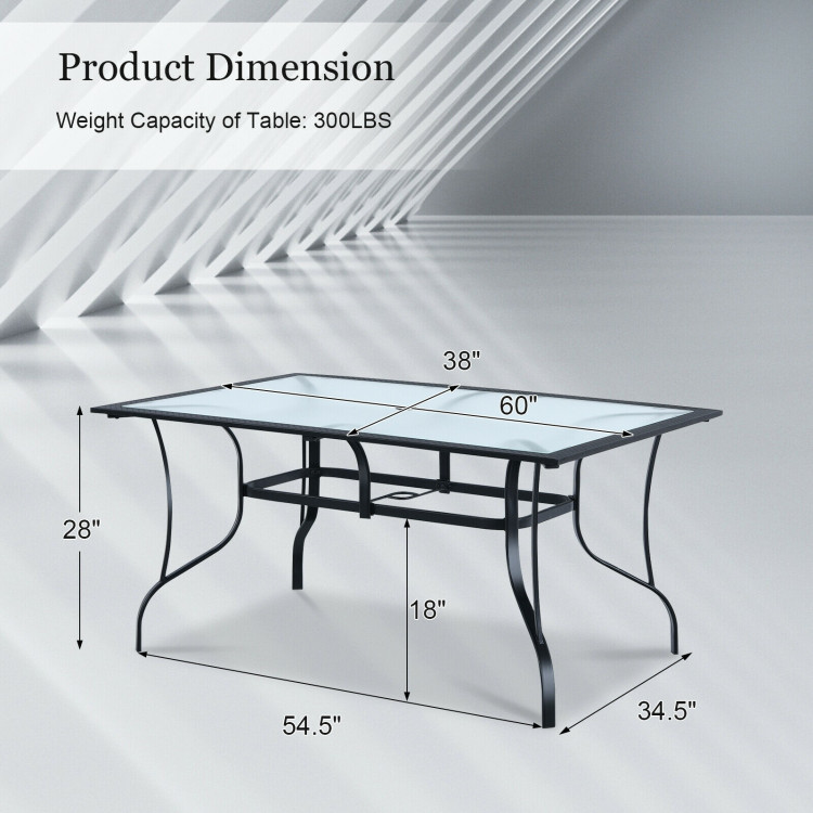 60 x 38 Inch Rectangular Patio Dining Table with 1.6 Inch Umbrella HoleCostway Gallery View 4 of 7