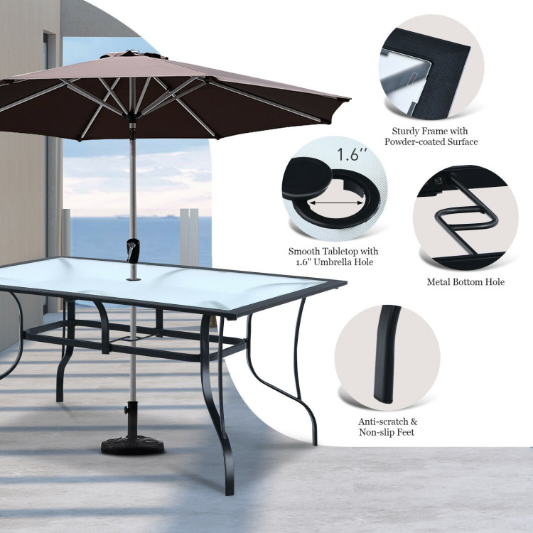 60 x 38 Inch Rectangular Patio Dining Table with 1.6 Inch Umbrella HoleCostway Gallery View 5 of 7