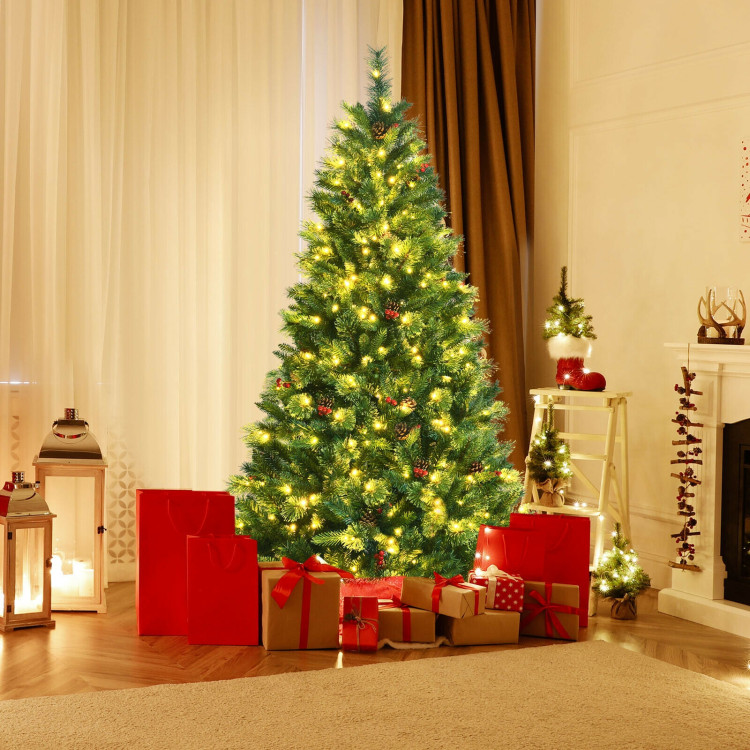 6 Feet Pre-Lit Christmas Spruce Tree with 790 Tips and 350 LightsCostway Gallery View 1 of 12