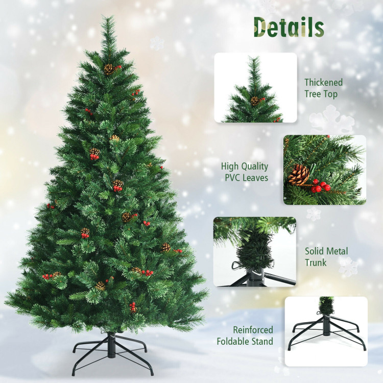 Pre-Lit Christmas Spruce Tree with Tips and Lights - Costway