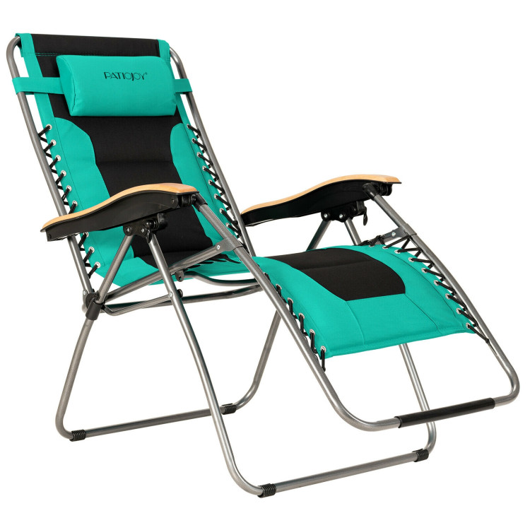 Oversize Folding Adjustable Padded Zero Gravity Lounge Chair-TurquoiseCostway Gallery View 12 of 12