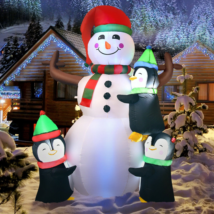 6 Feet Christmas Quick Inflatable Snowman with PenguinsCostway Gallery View 2 of 10
