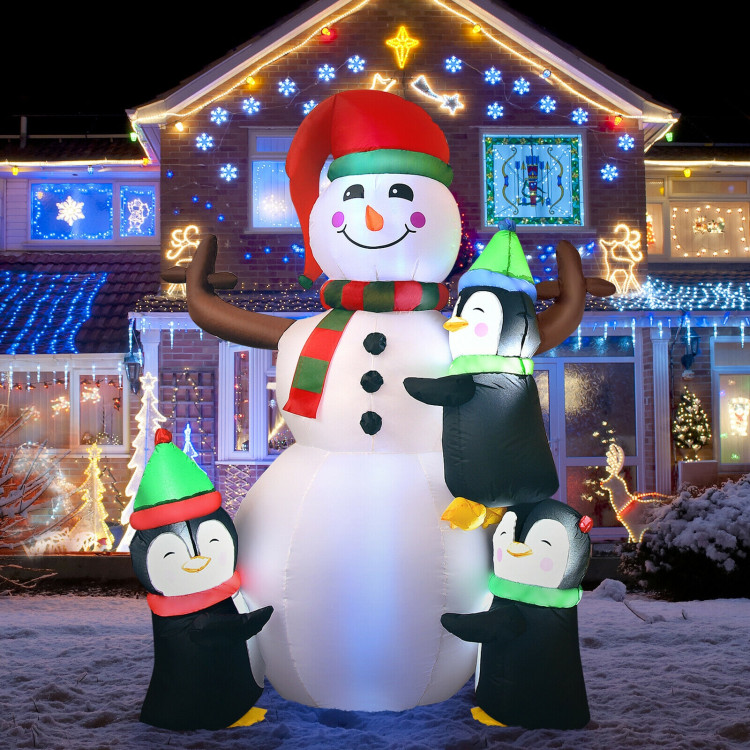 6 Feet Christmas Quick Inflatable Snowman with PenguinsCostway Gallery View 6 of 10