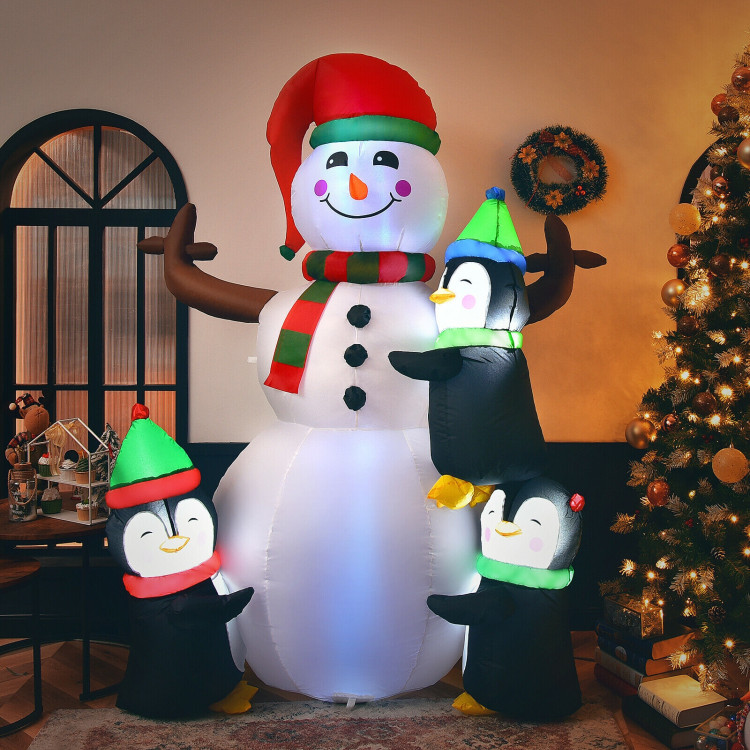 6 Feet Christmas Quick Inflatable Snowman with PenguinsCostway Gallery View 7 of 10