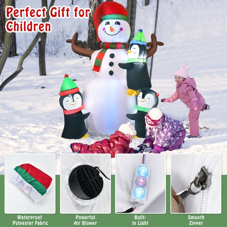 6 Feet Christmas Quick Inflatable Snowman with PenguinsCostway Gallery View 5 of 10