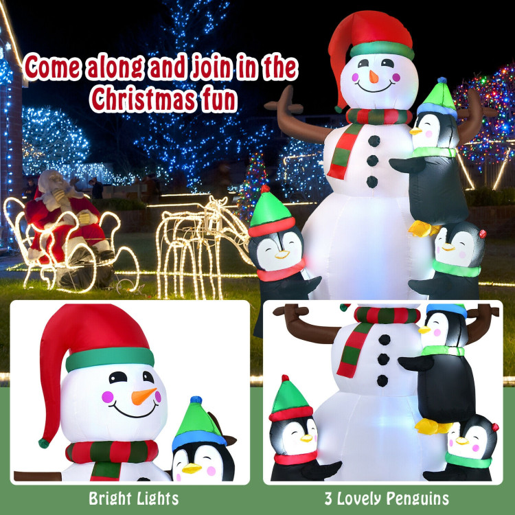 6 Feet Christmas Quick Inflatable Snowman with PenguinsCostway Gallery View 10 of 10