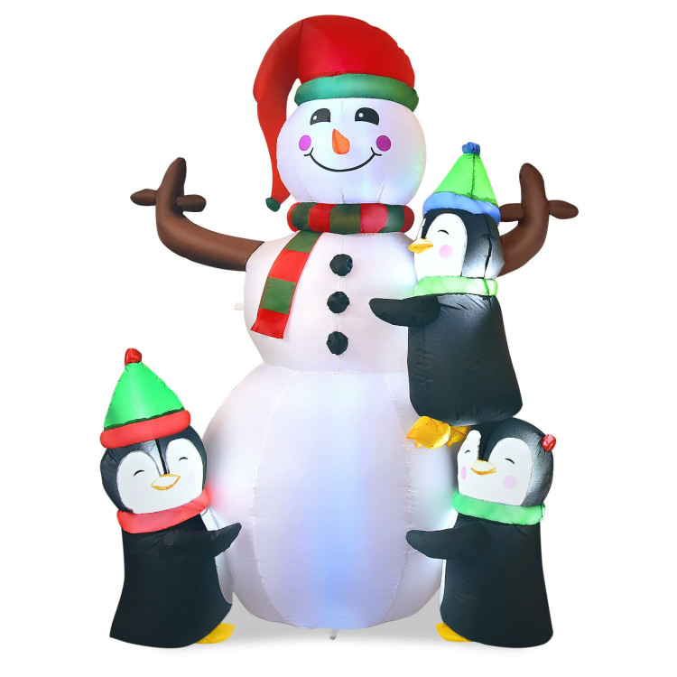 6 Feet Christmas Quick Inflatable Snowman with PenguinsCostway Gallery View 1 of 10