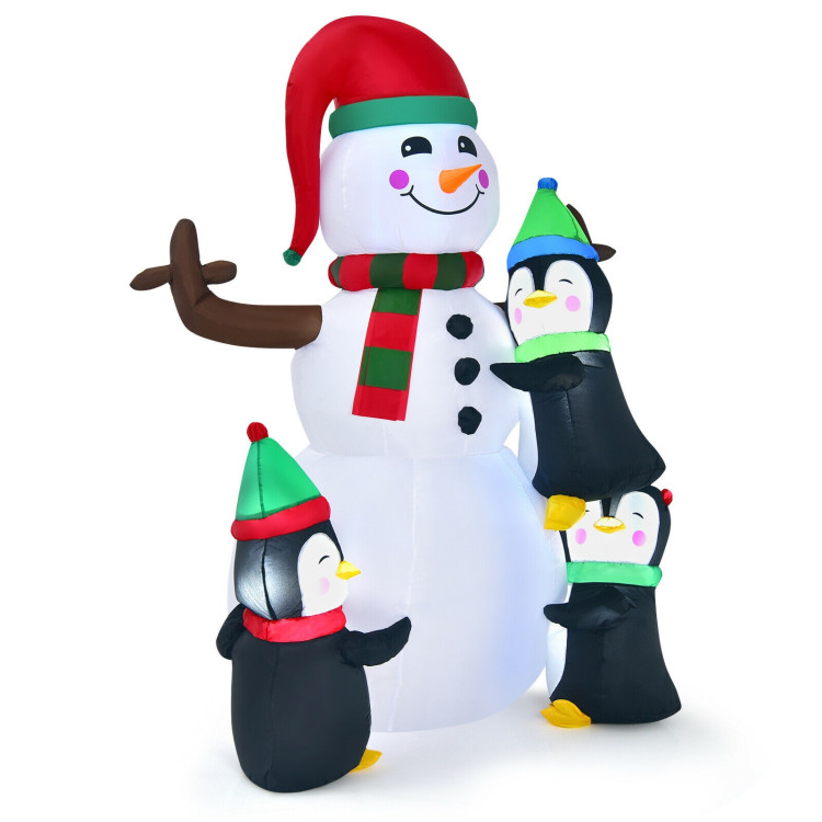 6 Feet Christmas Quick Inflatable Snowman with PenguinsCostway Gallery View 9 of 10