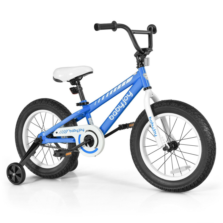 16 Inch Kids Bike Bicycle with Training Wheels for 5-8 Years Old Kids-BlueCostway Gallery View 5 of 10
