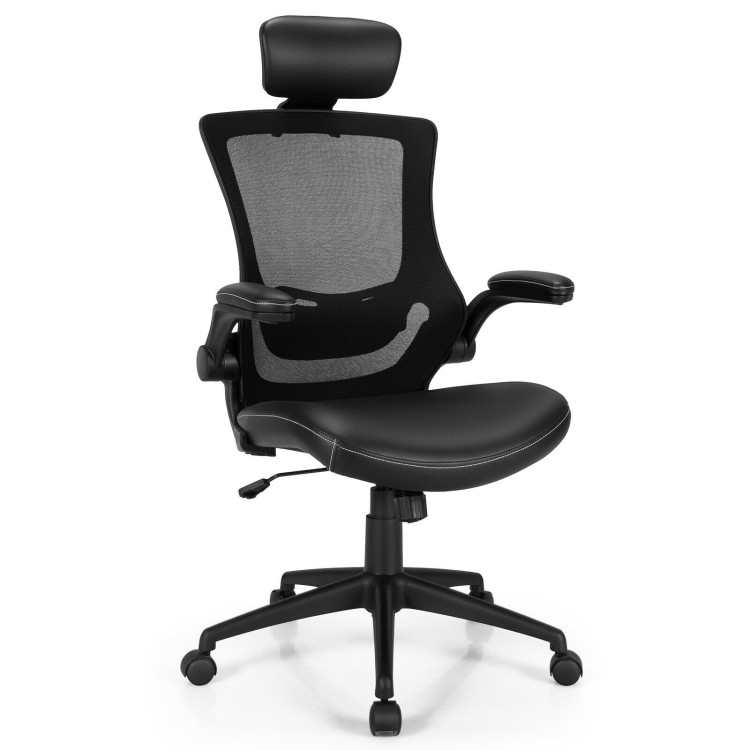 High-Back Executive Chair with Adjustable Lumbar Support and Headrest-BlackCostway Gallery View 1 of 12