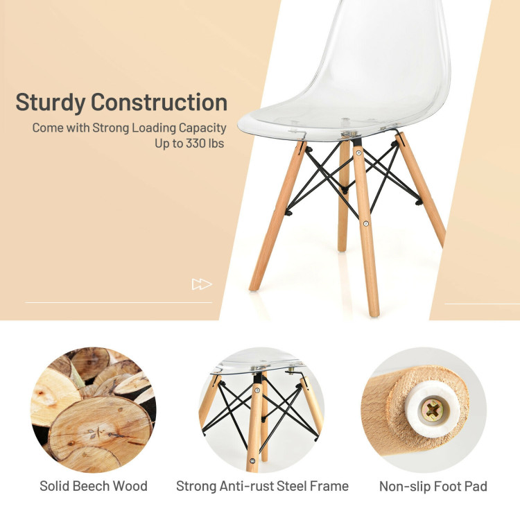 Clear plastic chair with wooden sales legs