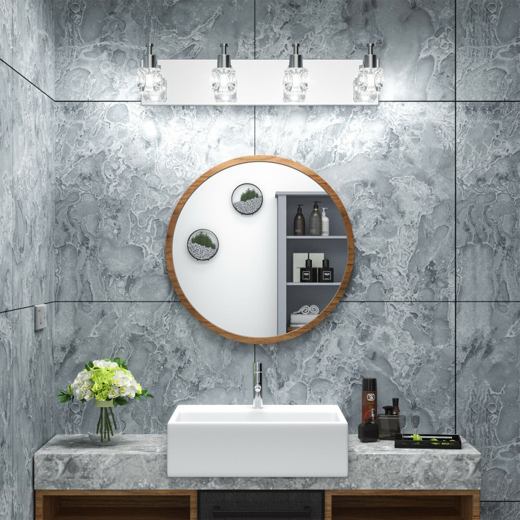 4-Lights Modern Bathroom Vanity Light Crystal Wall Sconce Bathroom Light  Fixture
