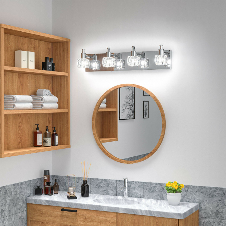 4-Lights Modern Bathroom Vanity Light Crystal Wall Sconce Bathroom Light FixtureCostway Gallery View 7 of 11