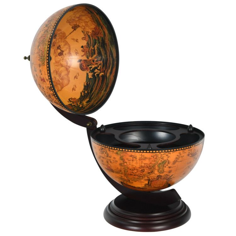 19 Inch 16th Century Nautical Map Tabletop Globe Wine Cabinet-BrownCostway Gallery View 8 of 12