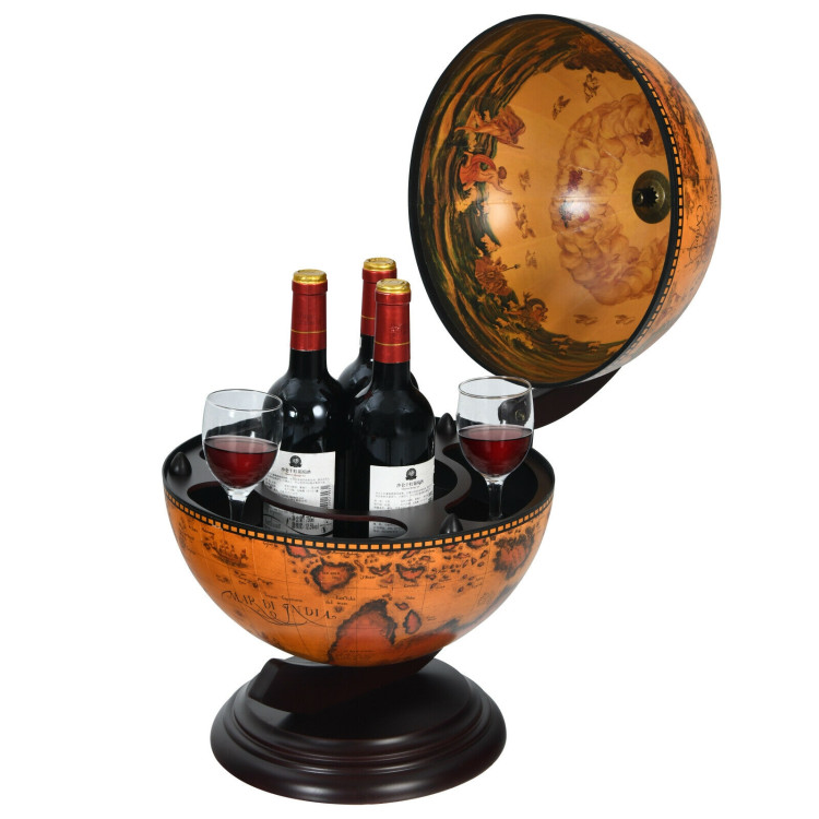 19 Inch 16th Century Nautical Map Tabletop Globe Wine Cabinet-BrownCostway Gallery View 9 of 12