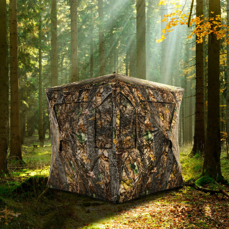 3 Person Portable Hunting Blind Pop-Up Ground Tent with Gun Ports and Carrying BagCostway Gallery View 2 of 12