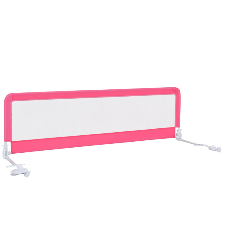 71 Inch Extra Long Swing Down Bed Guardrail with Safety Straps-PinkCostway Gallery View 3 of 11