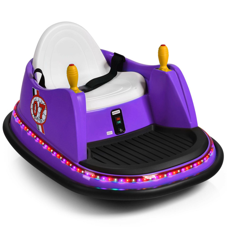 6V Kids Ride On Bumper Car Vehicle 360-degree Spin Race Toy with Remote Control-PurpleCostway Gallery View 3 of 11