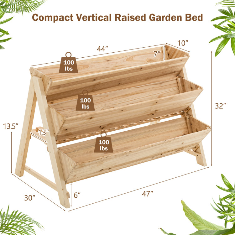 3 Tier Wooden Vertical Raised Garden Bed with Storage ShelfCostway Gallery View 4 of 10