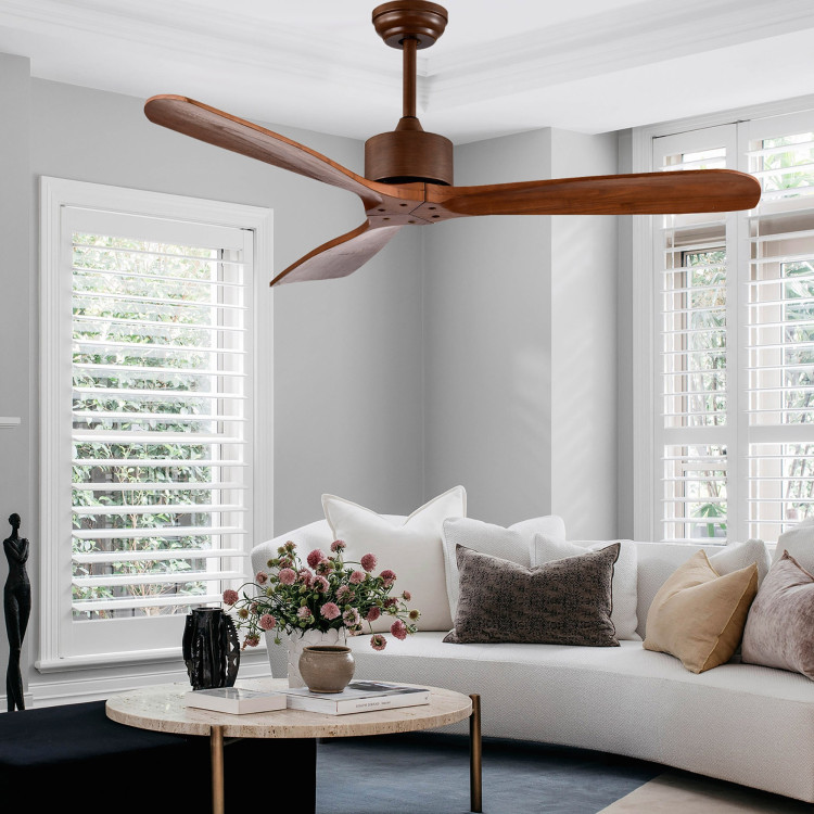 52 Inch Modern Ceiling Fan Indoor Outdoor Brushed Nickel Finish with RemoteCostway Gallery View 1 of 9