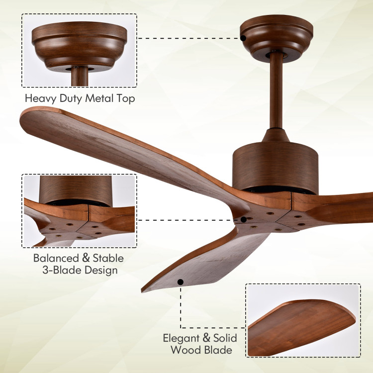 52 Inch Modern Ceiling Fan Indoor Outdoor Brushed Nickel Finish with RemoteCostway Gallery View 8 of 9