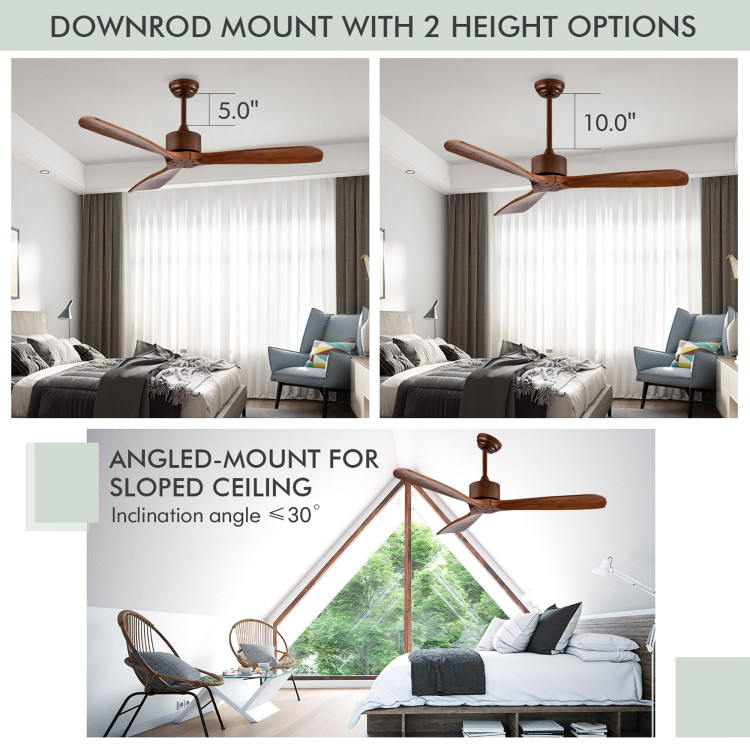 52 Inch Modern Ceiling Fan Indoor Outdoor Brushed Nickel Finish with RemoteCostway Gallery View 9 of 9
